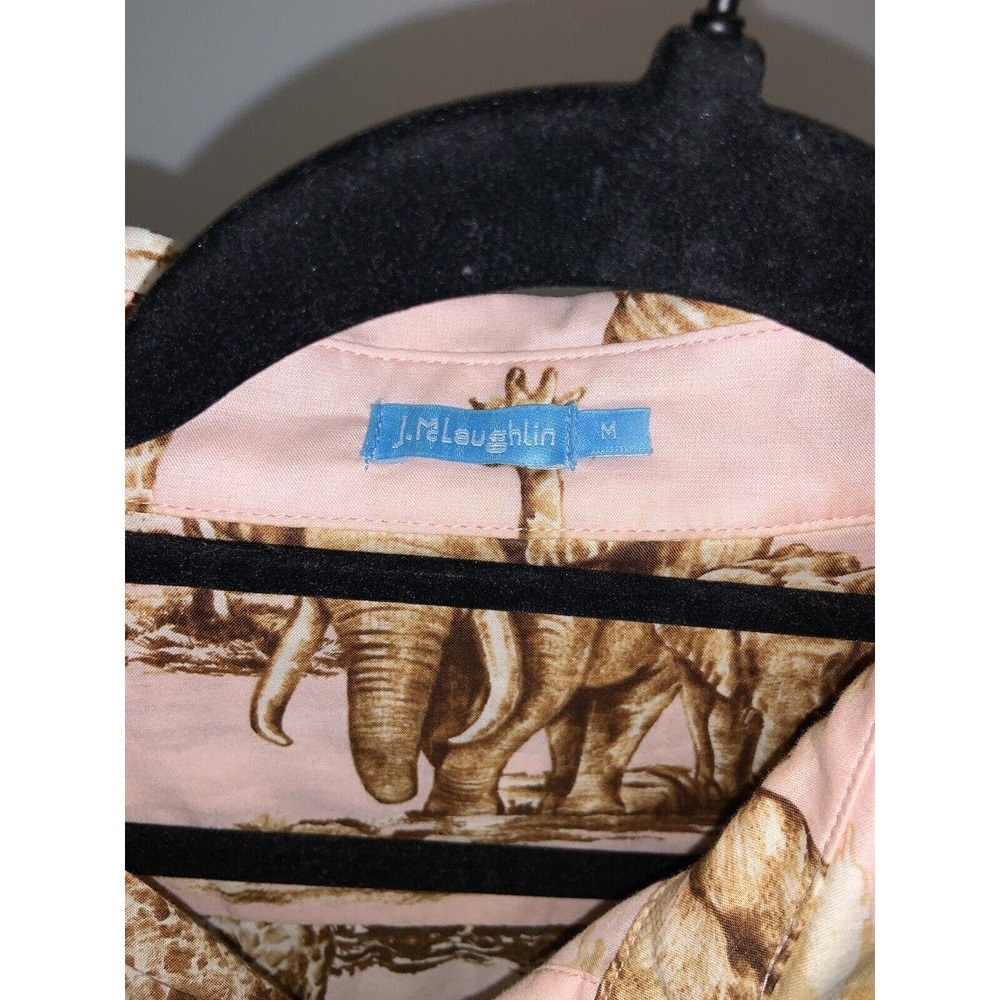J.McLaughlin Animal Print Pink Button Down Blouse Size Medium - Picture 4 of 6